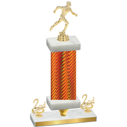 Premium Single Orange Carbon Fiber Second Place Running Trophy