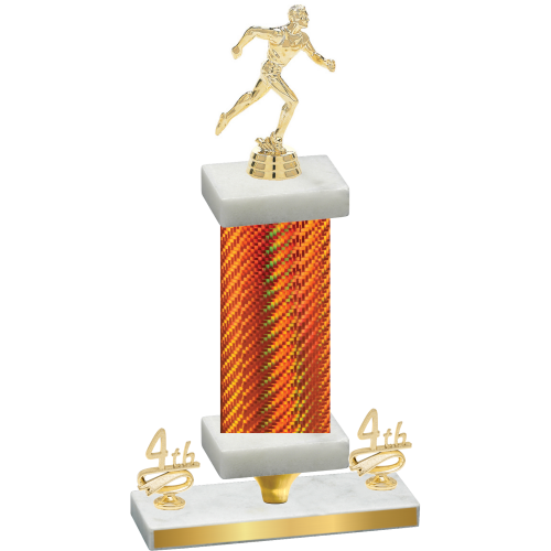 Premium Single Orange Carbon Fiber Fourth Place Running Trophy