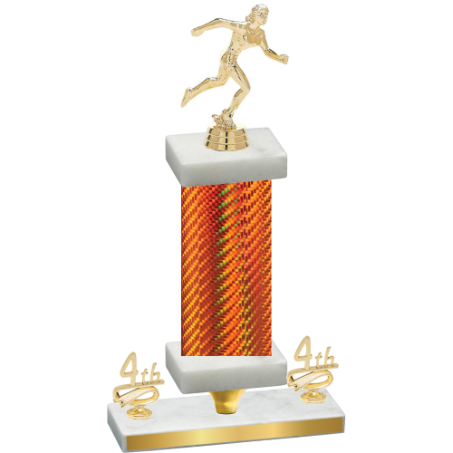 Premium Single Orange Carbon Fiber Fourth Place Running Trophy