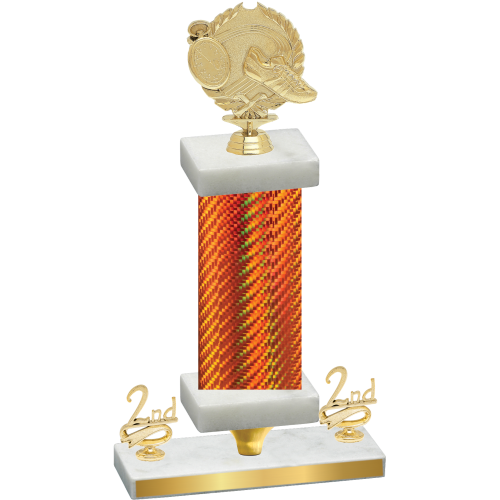 Premium Single Orange Carbon Fiber Second Place Running Trophy