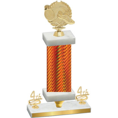 Premium Single Orange Carbon Fiber Fourth Place Running Trophy