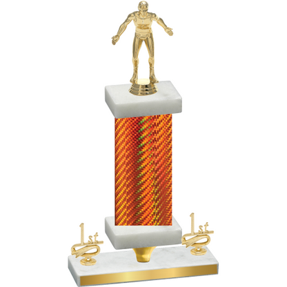 Premium Single Orange Carbon Fiber First Place Wrestling Trophy