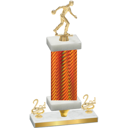 Premium Single Orange Carbon Fiber Second Place Bowling Trophy