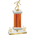 Premium Single Orange Carbon Fiber Third Place Bowling Trophy
