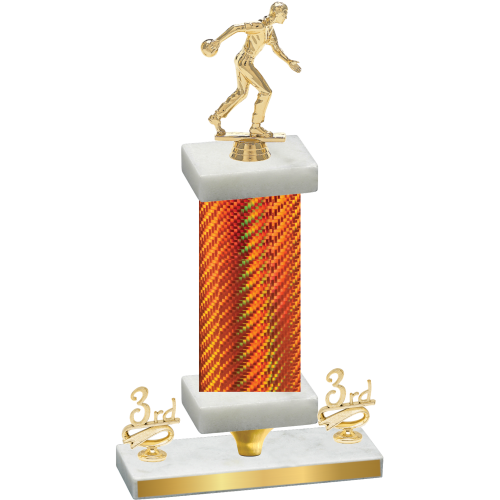 Premium Single Orange Carbon Fiber Third Place Bowling Trophy