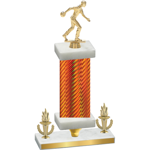 Premium Single Orange Carbon Fiber Victory Bowling Trophy