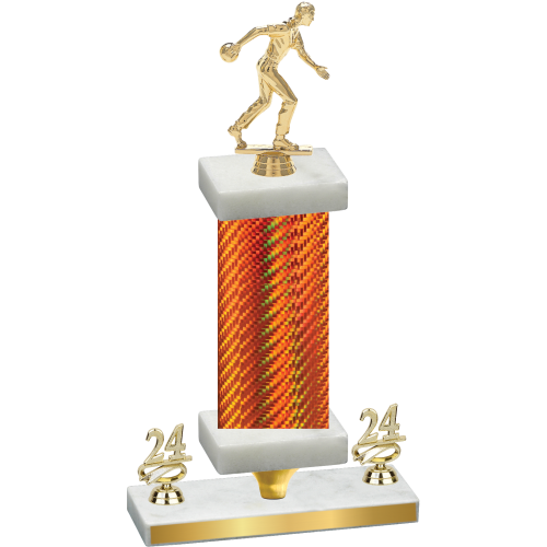 Premium Single Orange Carbon Fiber Year Bowling Trophy
