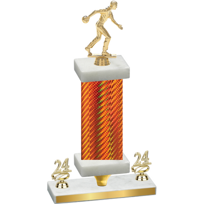 Premium Single Orange Carbon Fiber Year Bowling Trophy