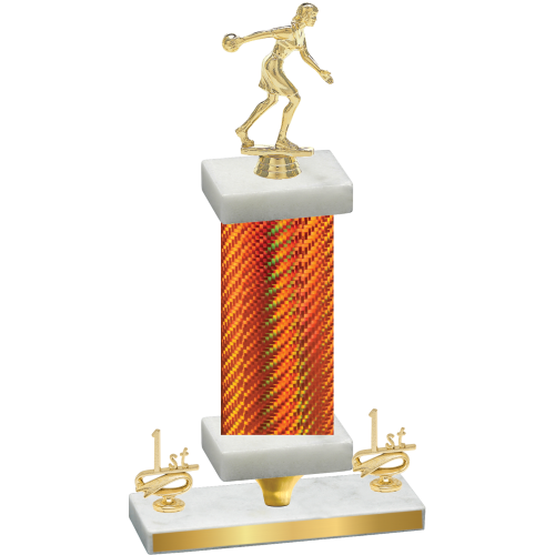 Premium Single Orange Carbon Fiber First Place Bowling Trophy