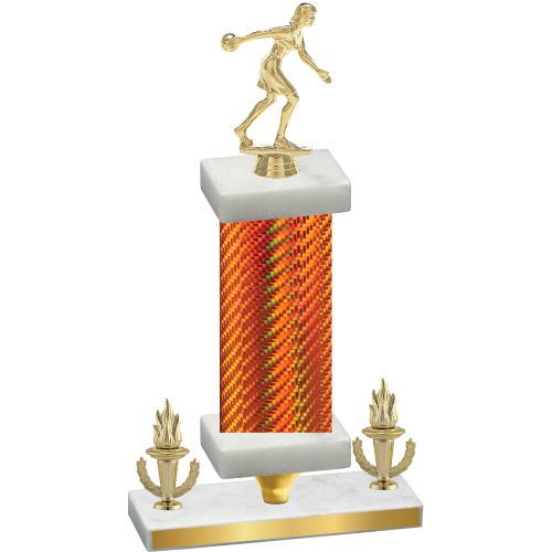 Premium Single Orange Carbon Fiber Victory Bowling Trophy