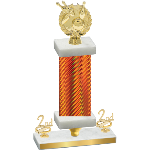 Premium Single Orange Carbon Fiber Second Place Bowling Trophy