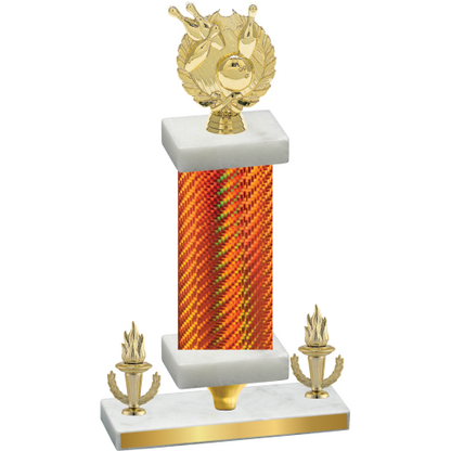 Premium Single Orange Carbon Fiber Victory Bowling Trophy