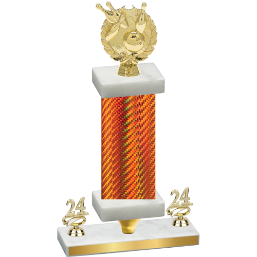 Premium Single Orange Carbon Fiber Year Bowling Trophy