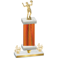 Premium Single Orange Carbon Fiber Fourth Place Volleyball Trophy