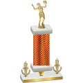 Premium Single Orange Carbon Fiber Victory Volleyball Trophy
