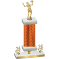 Premium Single Orange Carbon Fiber Year Volleyball Trophy