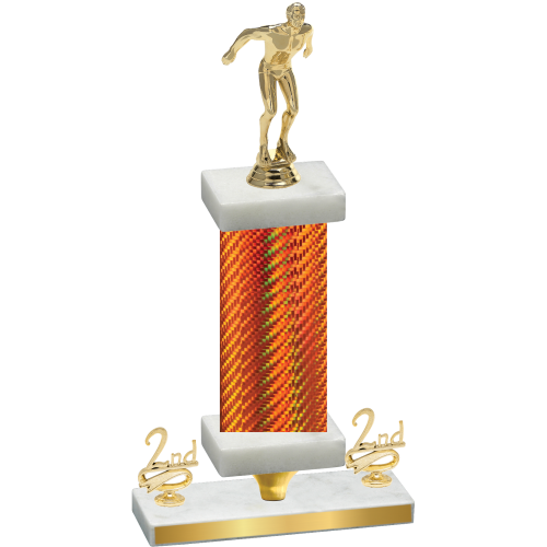 Premium Single Orange Carbon Fiber Second Place Swimming Trophy