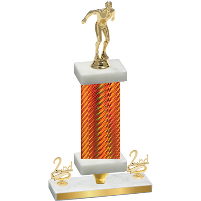 Premium Single Orange Carbon Fiber Second Place Swimming Trophy