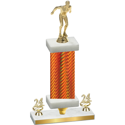 Premium Single Orange Carbon Fiber Year Swimming Trophy