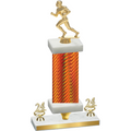Premium Single Orange Carbon Fiber Year Football Trophy