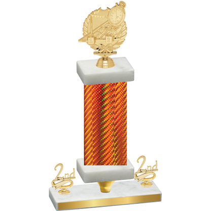 Premium Single Orange Carbon Fiber Second Place Swimming Trophy