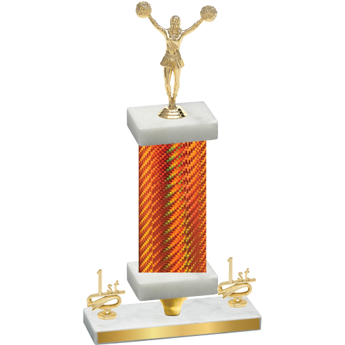Premium Single Orange Carbon Fiber First Place Cheerleading Trophy
