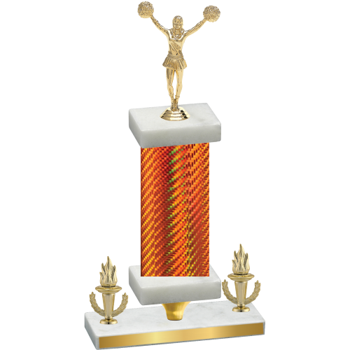 Premium Single Orange Carbon Fiber Victory Cheerleading Trophy