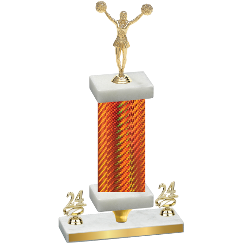 Premium Single Orange Carbon Fiber Year Cheerleading Trophy