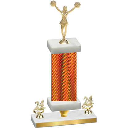 Premium Single Orange Carbon Fiber Year Cheerleading Trophy