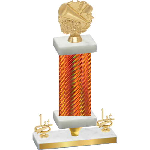 Premium Single Orange Carbon Fiber First Place Cheerleading Trophy