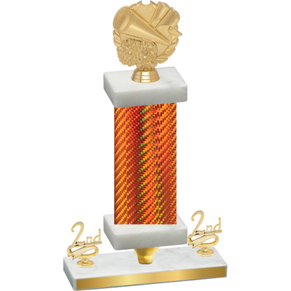 Premium Single Orange Carbon Fiber Second Place Cheerleading Trophy