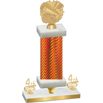 Premium Single Orange Carbon Fiber Fourth Place Cheerleading Trophy