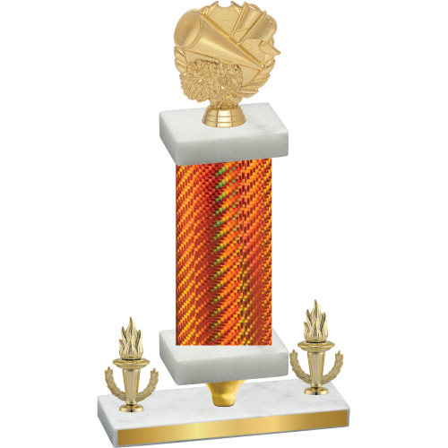 Premium Single Orange Carbon Fiber Victory Cheerleading Trophy