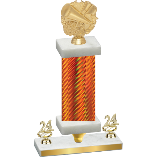 Premium Single Orange Carbon Fiber Year Cheerleading Trophy