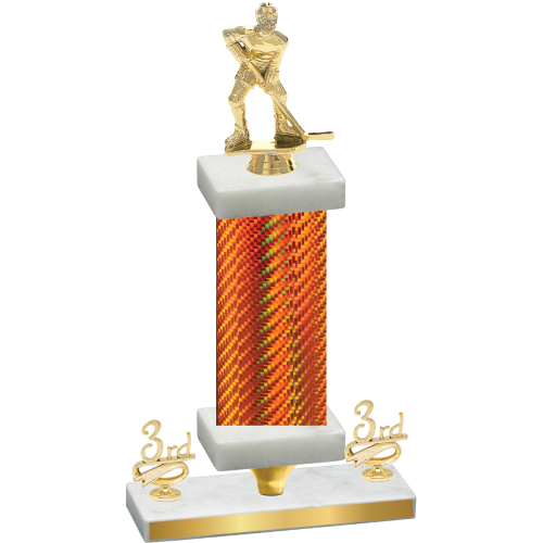 Premium Single Orange Carbon Fiber Third Place Hockey Trophy