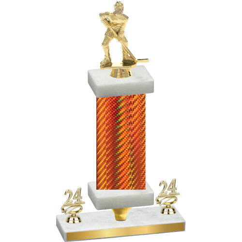 Premium Single Orange Carbon Fiber Year Hockey Trophy