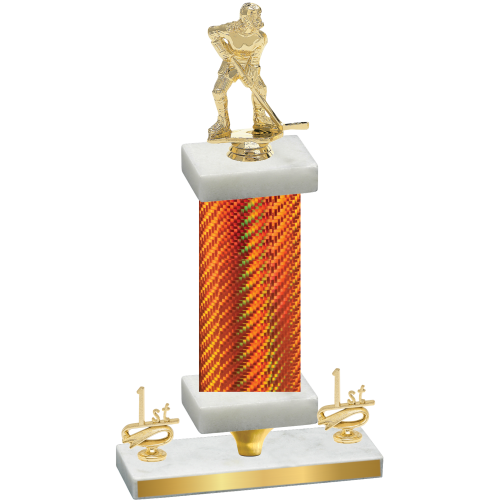 Premium Single Orange Carbon Fiber First Place Hockey Trophy