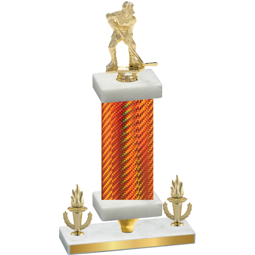 Premium Single Orange Carbon Fiber Victory Hockey Trophy
