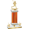 Premium Single Orange Carbon Fiber First Place Lacrosse Trophy