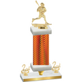 Premium Single Orange Carbon Fiber Second Place Lacrosse Trophy