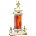 Premium Single Orange Carbon Fiber Victory Lacrosse Trophy