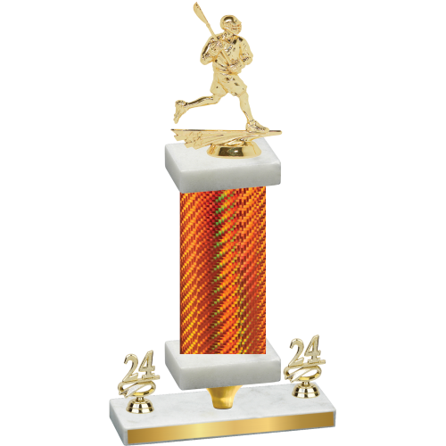 Premium Single Orange Carbon Fiber Year Lacrosse Trophy