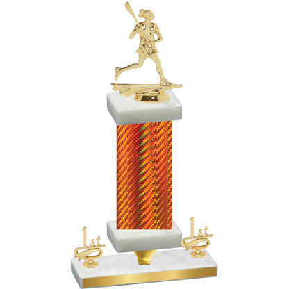 Premium Single Orange Carbon Fiber First Place Lacrosse Trophy