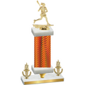 Premium Single Orange Carbon Fiber Victory Lacrosse Trophy