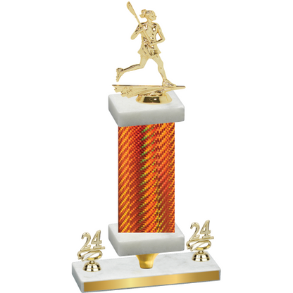Premium Single Orange Carbon Fiber Year Lacrosse Trophy