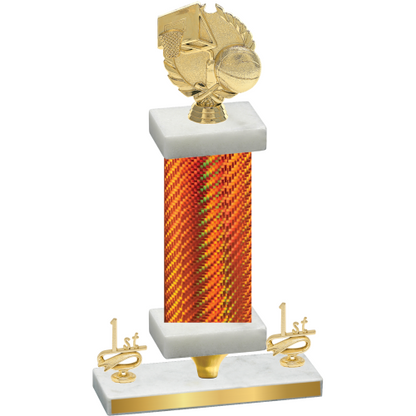 Premium Single Orange Carbon Fiber First Place Basketball Trophy