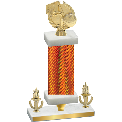 Premium Single Orange Carbon Fiber Victory Basketball Trophy