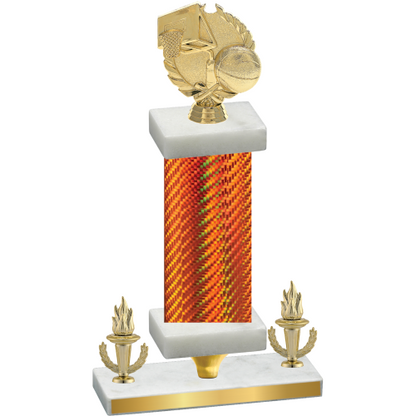 Premium Single Orange Carbon Fiber Victory Basketball Trophy
