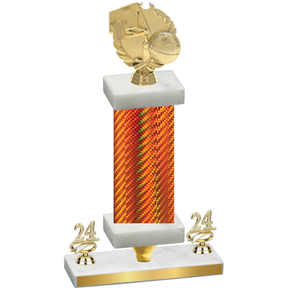 Premium Single Orange Carbon Fiber Year Basketball Trophy