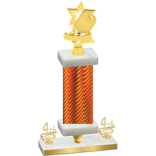 Premium Single Orange Carbon Fiber Fourth Place Pickleball Trophy
